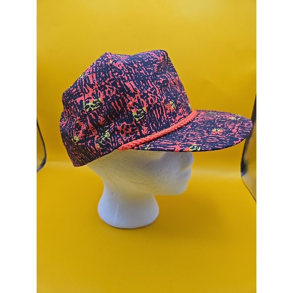 Vtg 90s Winner Renaissance Abstract Neon Rope Hat Snapback Taiwan R.O.C. Retro